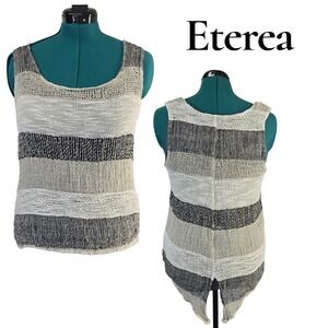 Eterea Striped Knit Flax Linen Tank Top Size S Scoop Neck Sleeveless